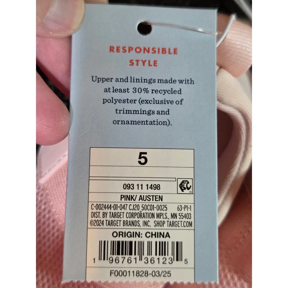 Cat & Jack Austen Toddler Girls Pink Shimmer Mesh Slip On Sneakers Size 5 NEW